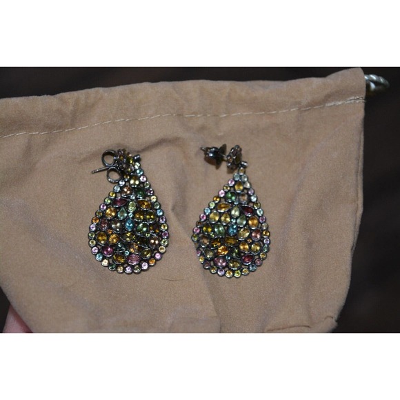 American West Sterling Silver Pear Gemstone Concha Drop  QVC Sterling Silver Pear-Shaped Multi-Gemstone Tourmaline Drop Earrings. 1-1/2\